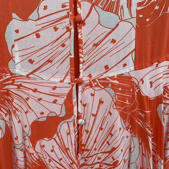 FREE PEOPLE First Kiss Maxi Dress NWT Sz Large Orange Floral Rayon Bohemian - Picture 12 of 16